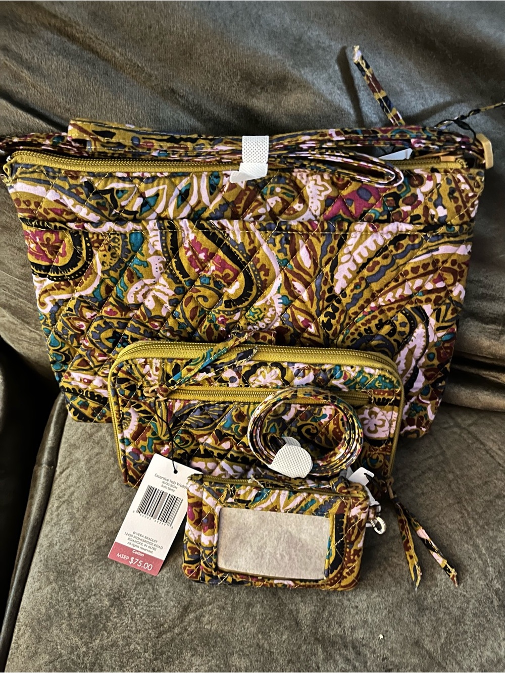 Vera Bradley Buta Spray Paisley Quilted Crossbody Set